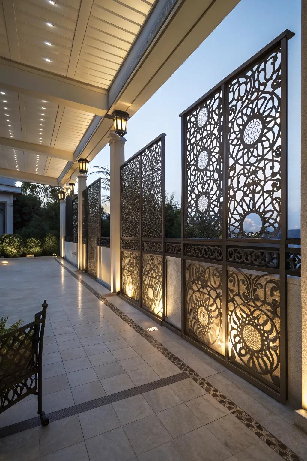 Decorative screens add a modern and artistic flair to your patio.