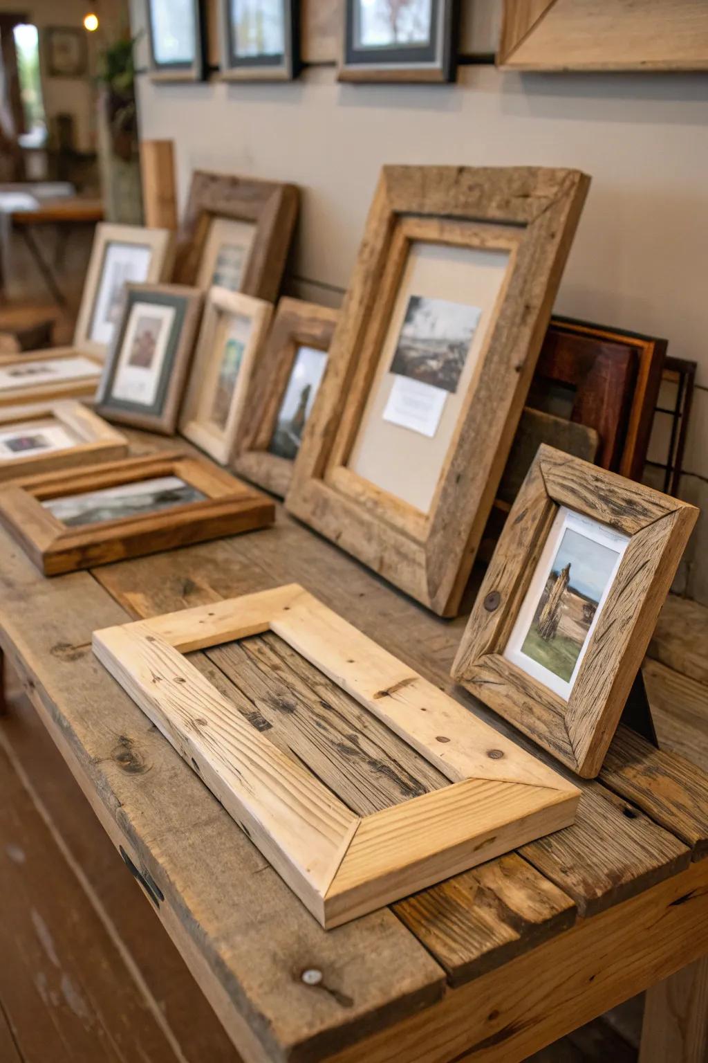 Display your memories in style with unique wooden frames.