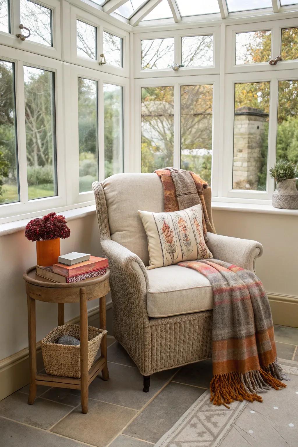 Create your personal cozy retreat in the orangery.