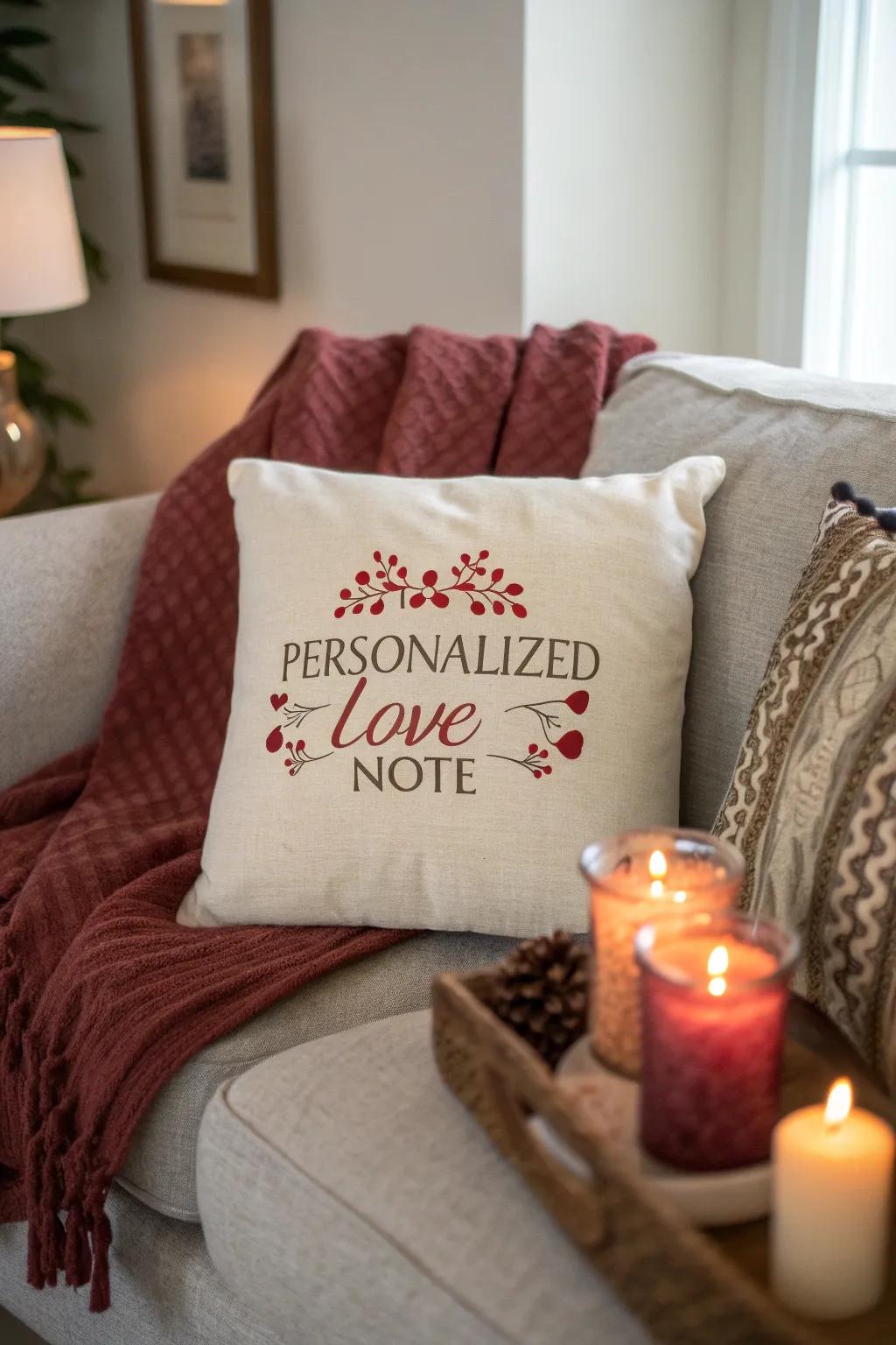 A personalized pillow to cuddle with love.