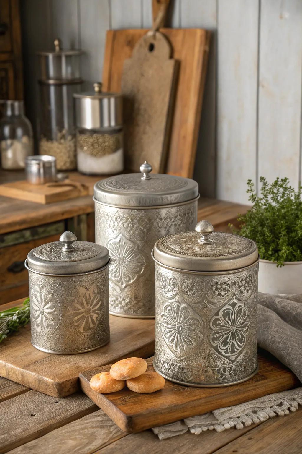 Metal tins add a vintage touch while effectively storing Epsom salt