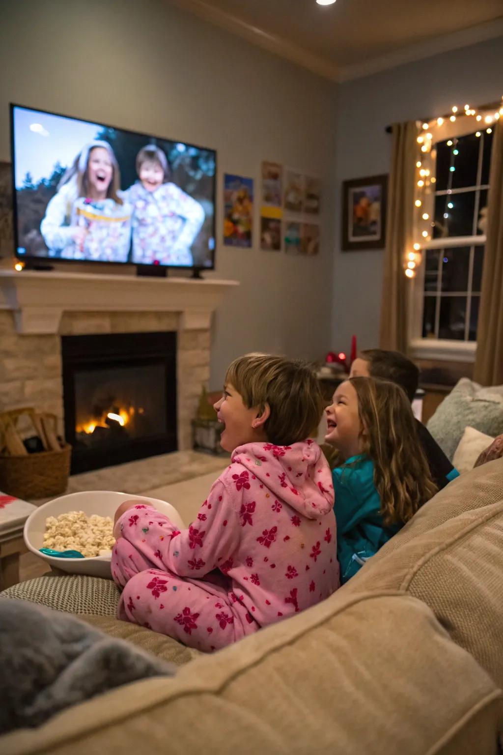 A fun pajama party setup with a movie night vibe.