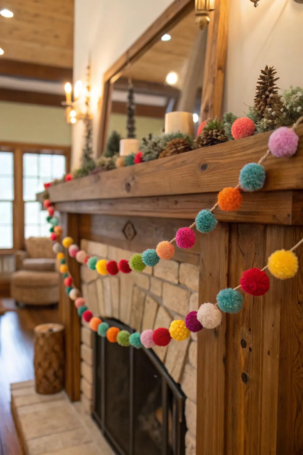 Bring warmth and color to your space with a handmade pom-pom garland.