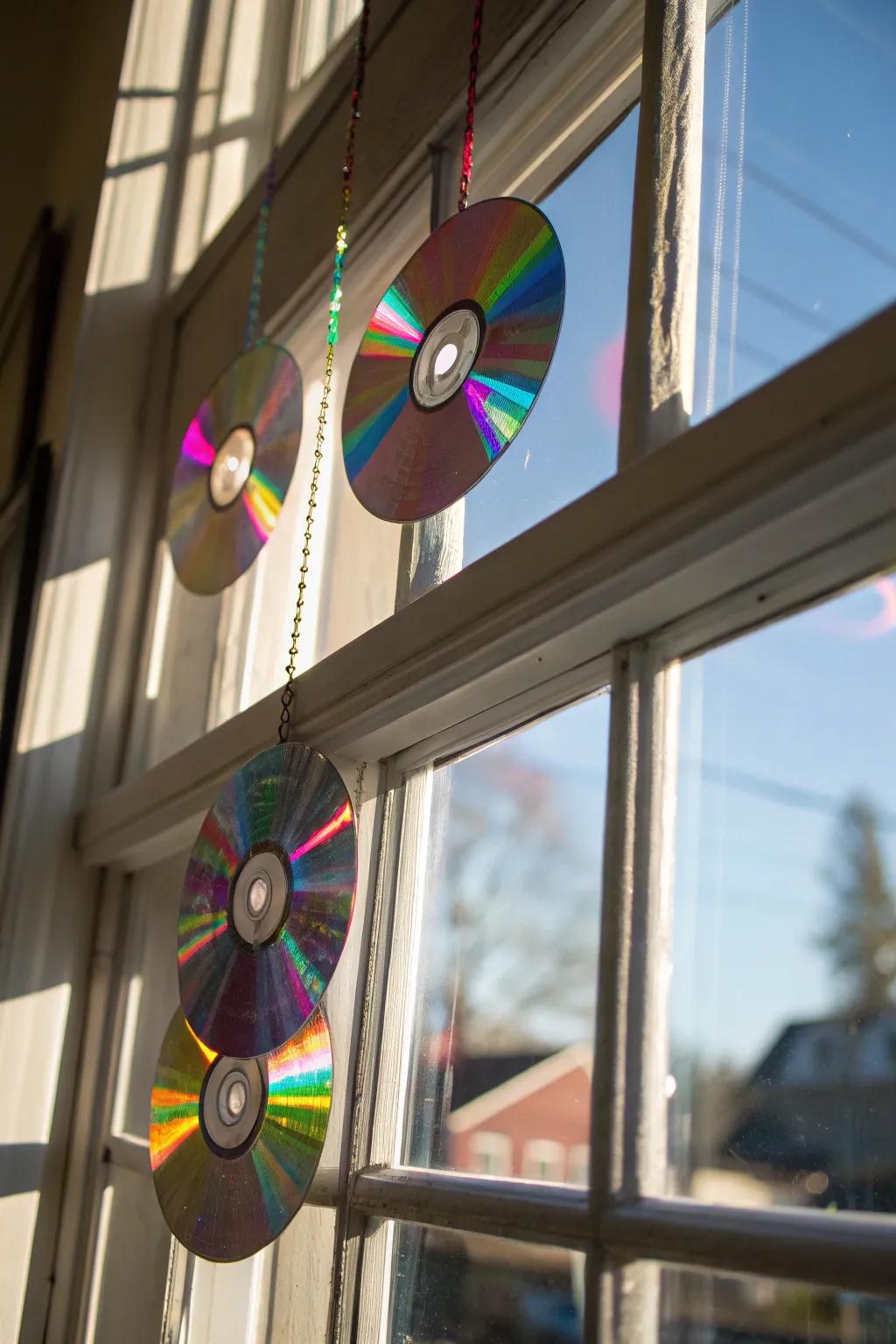 Create dazzling sun catchers from old CDs and bring color to any room.