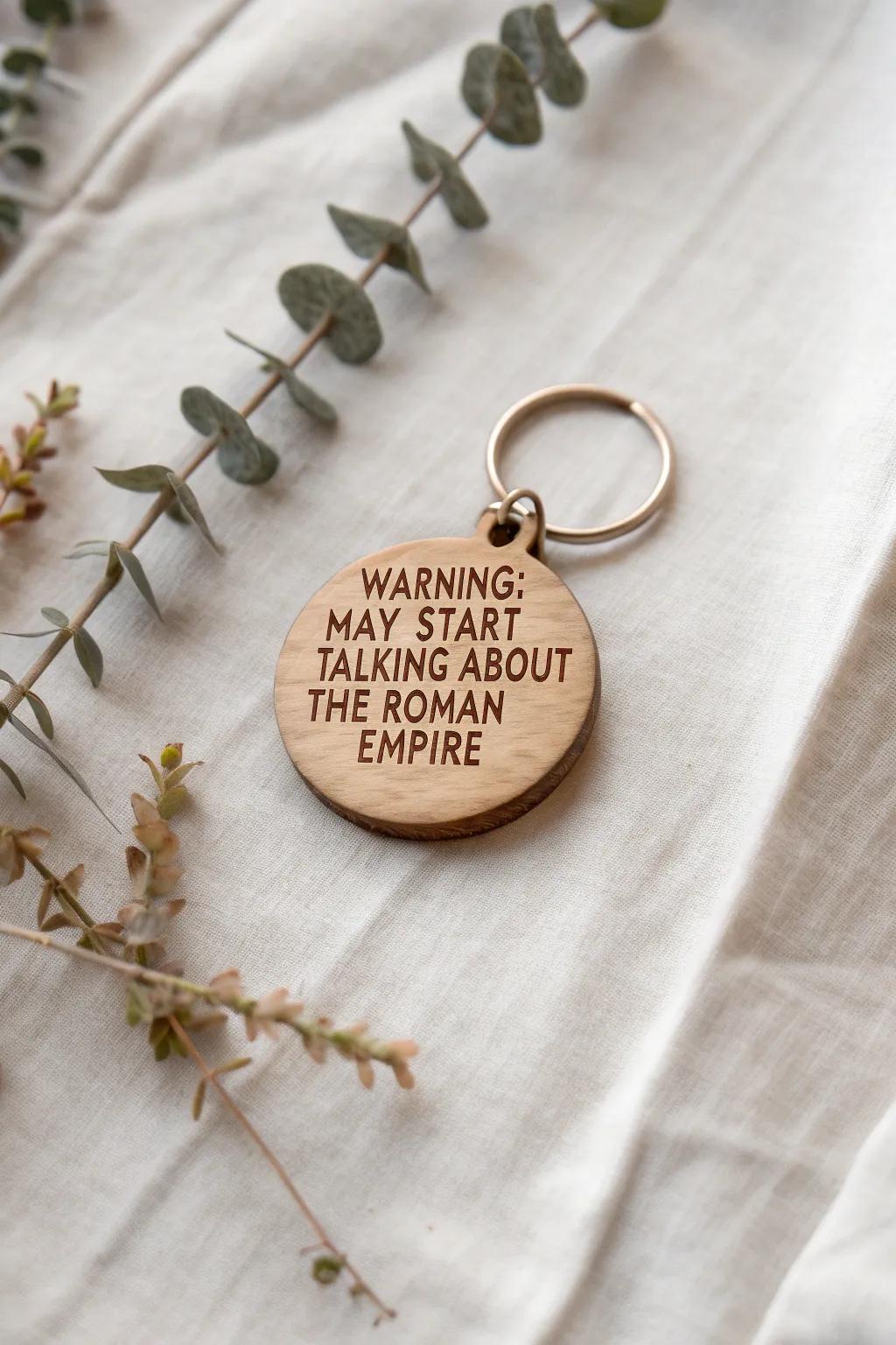 Add a touch of humor to your keys with this charming engraved keychain!