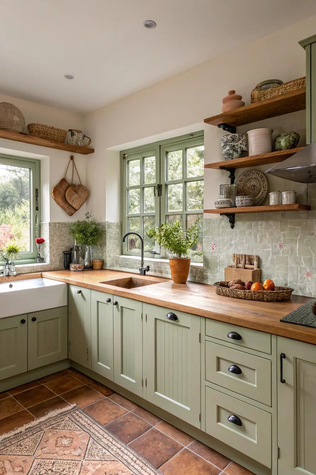 Earthy tones provide a natural and calming palette for your kitchen.