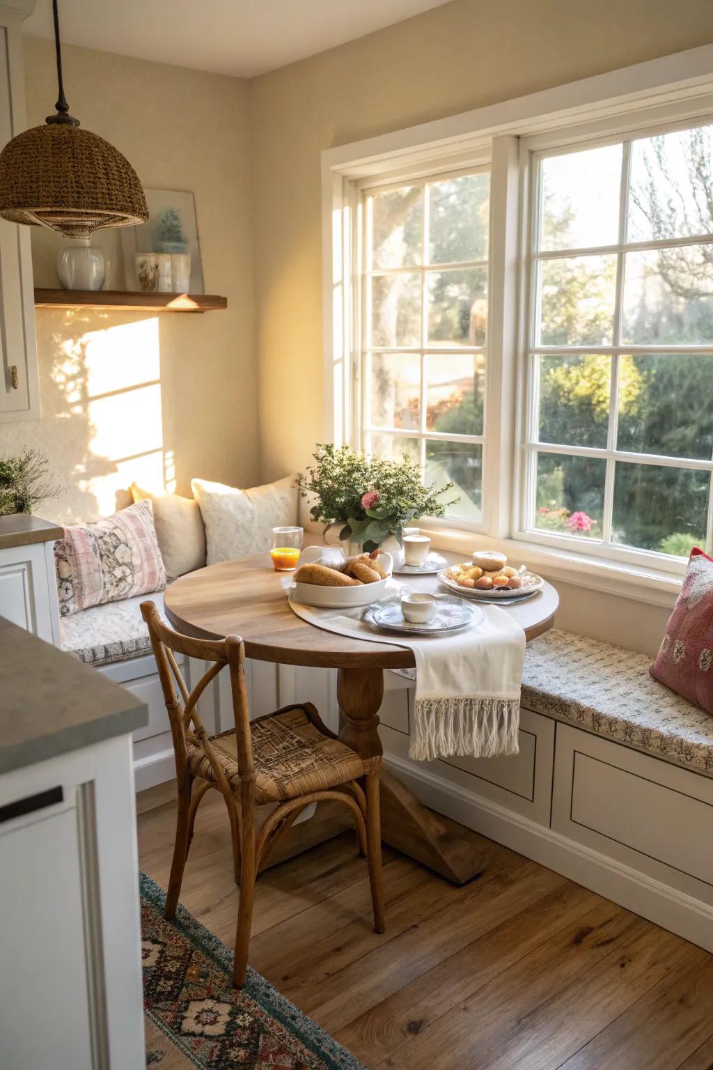 A cozy breakfast nook that serves as a perfect gathering spot.