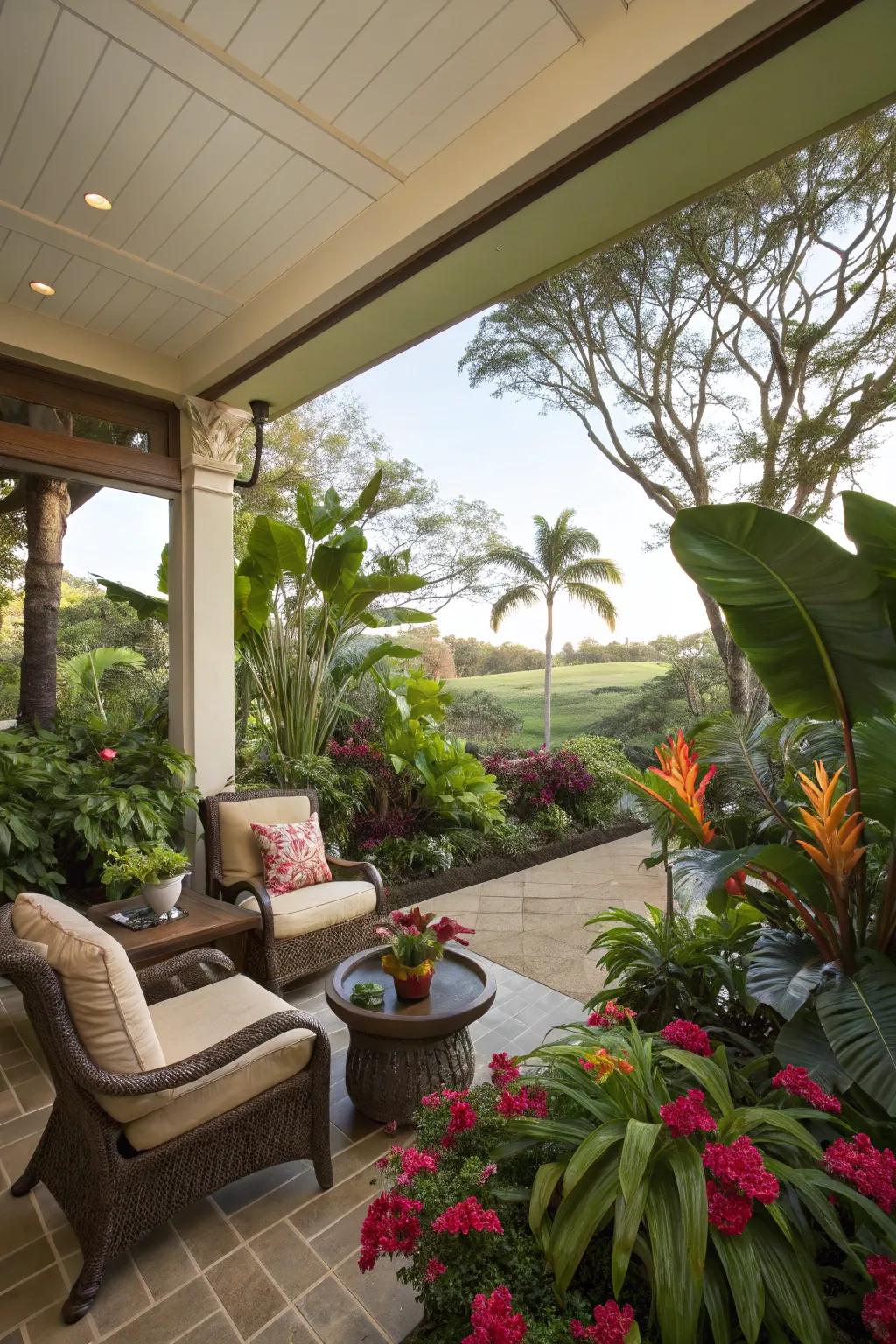 Escape to a tropical garden right on your lanai.