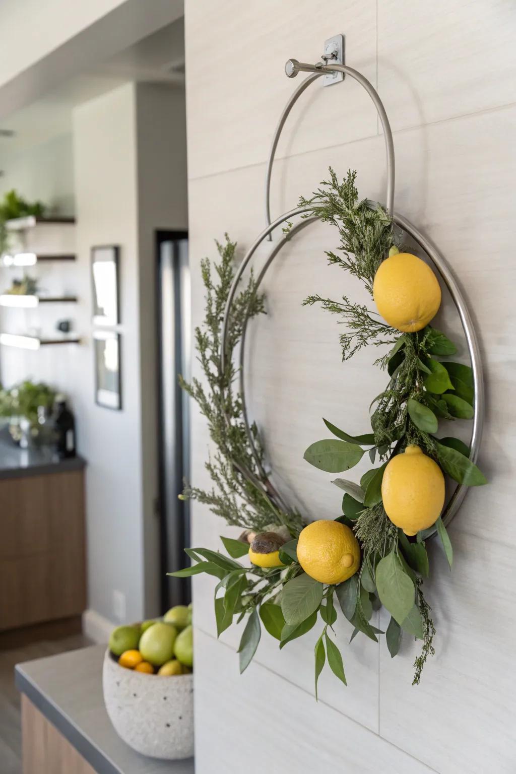 A minimalist lemon wreath for a touch of understated elegance.