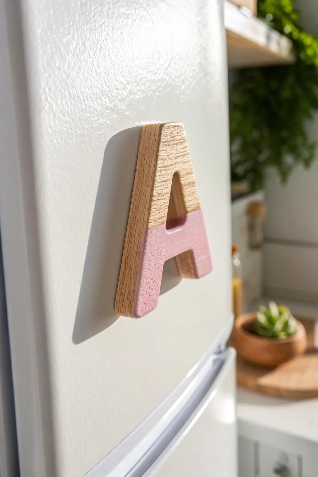 Add a touch of elegance to your kitchen with handcrafted paint-dipped alphabet magnets.