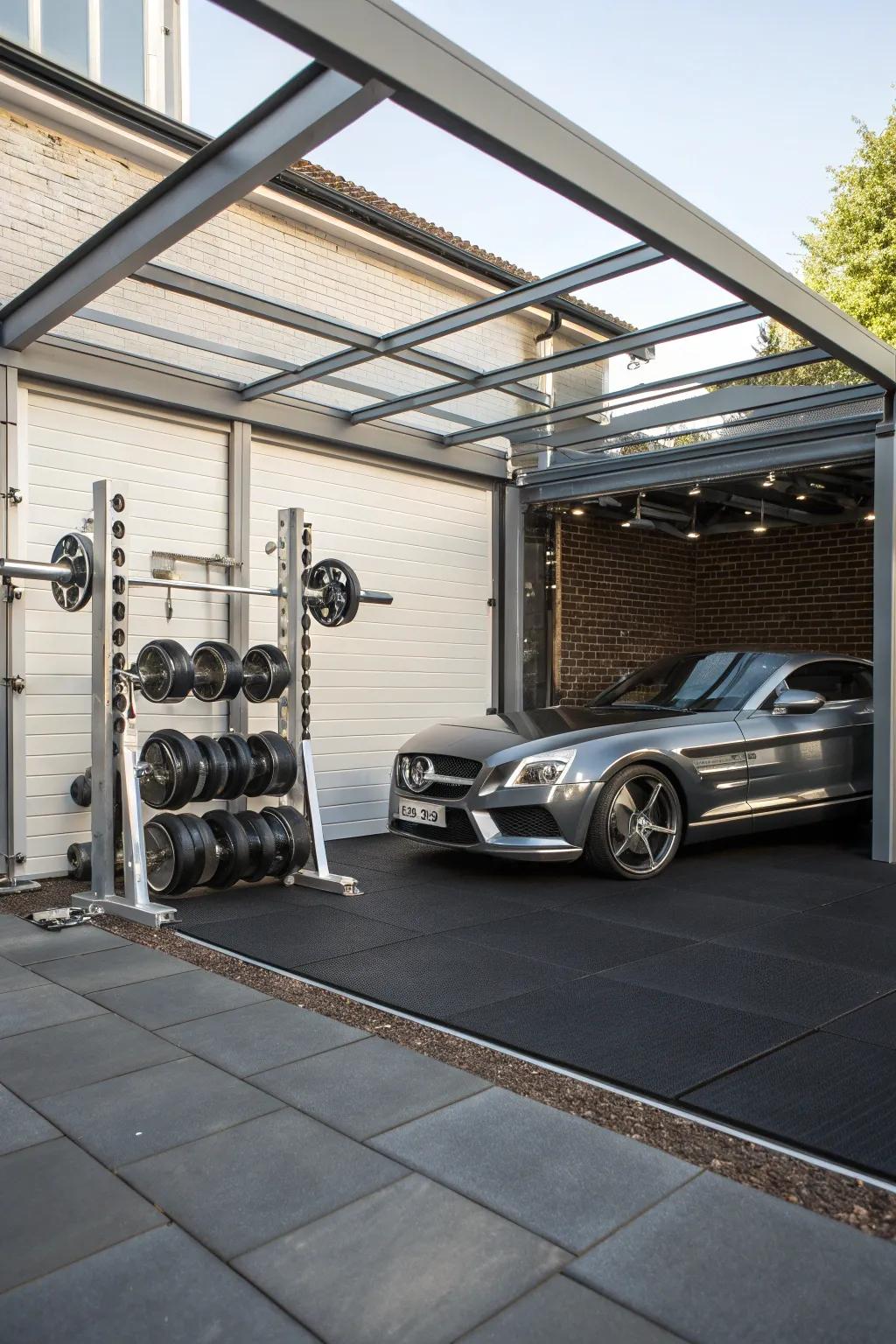 Transform your carport into a stylish home gym oasis and elevate your workout experience.