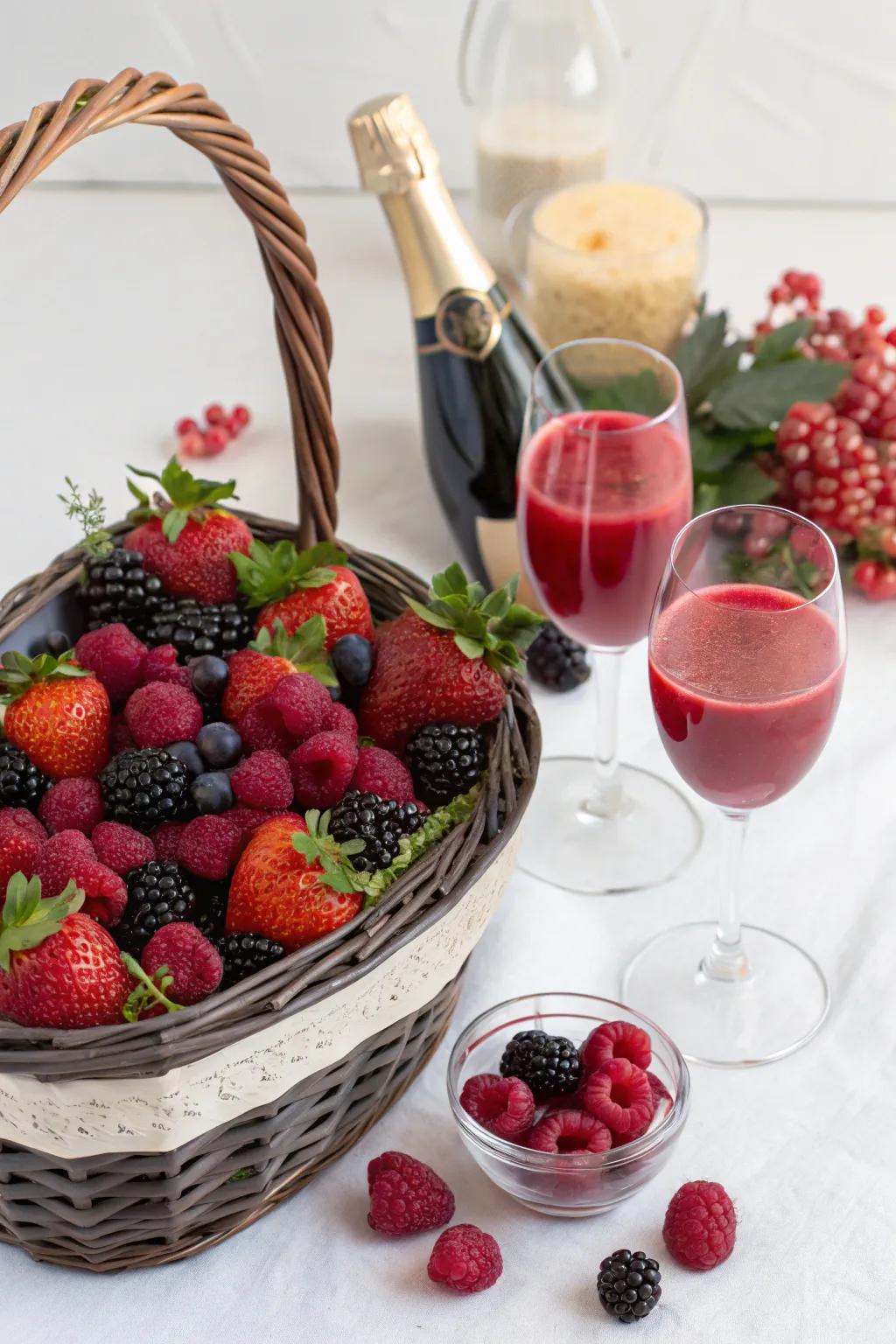 Berry bliss mimosa basket for a refreshing treat.