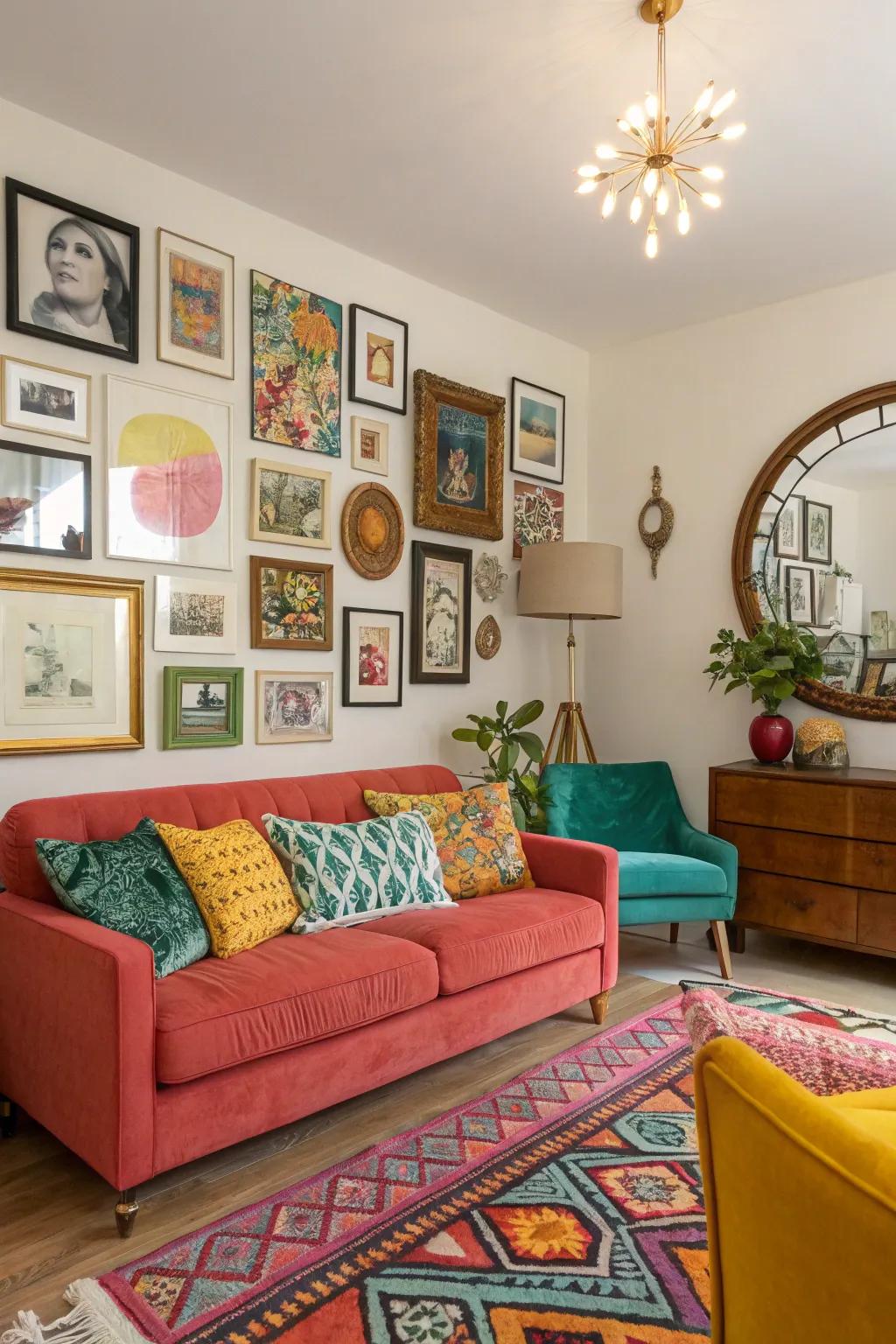 Gallery walls bring energy and charm.