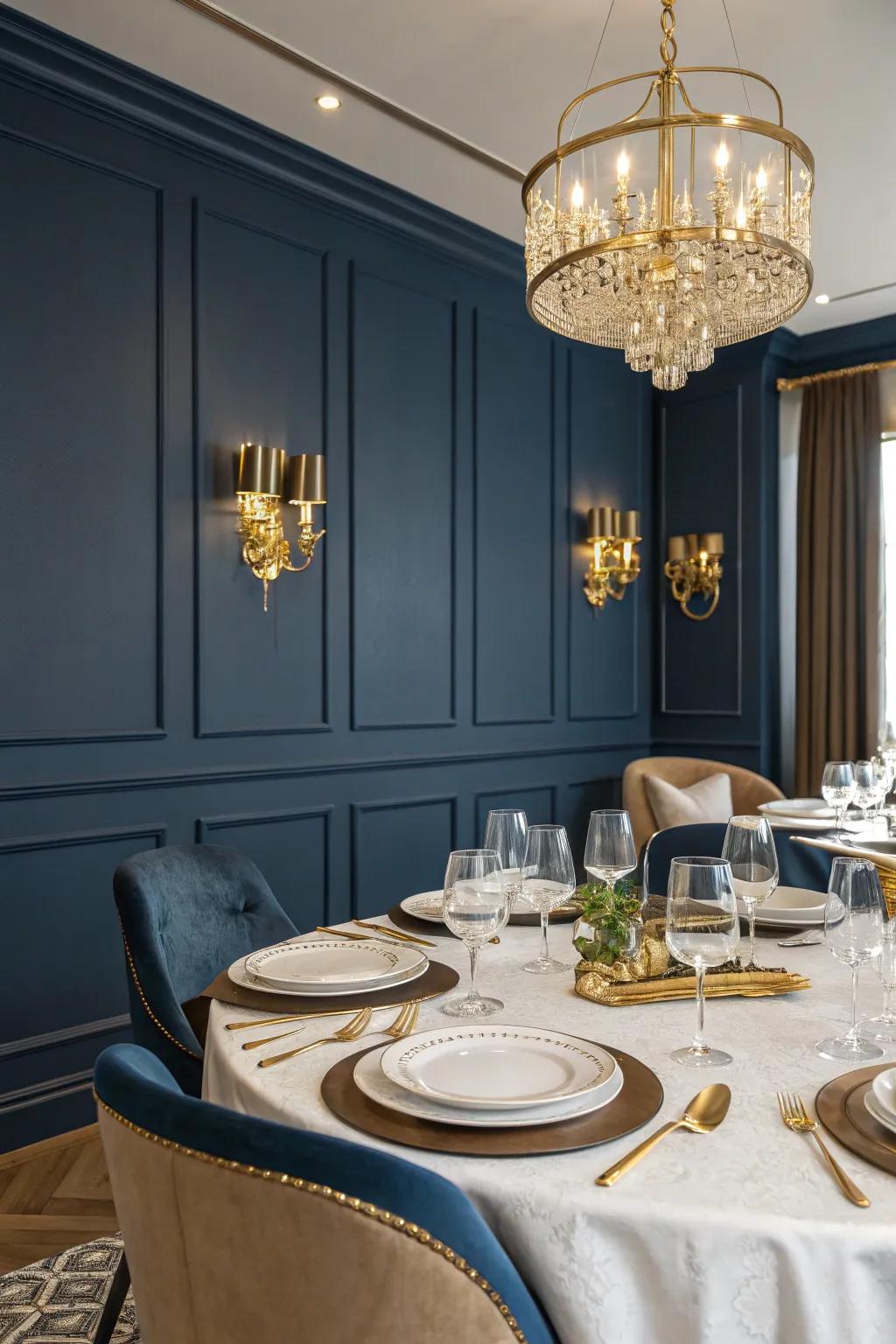 Deep navy blue adds drama and depth to any room.