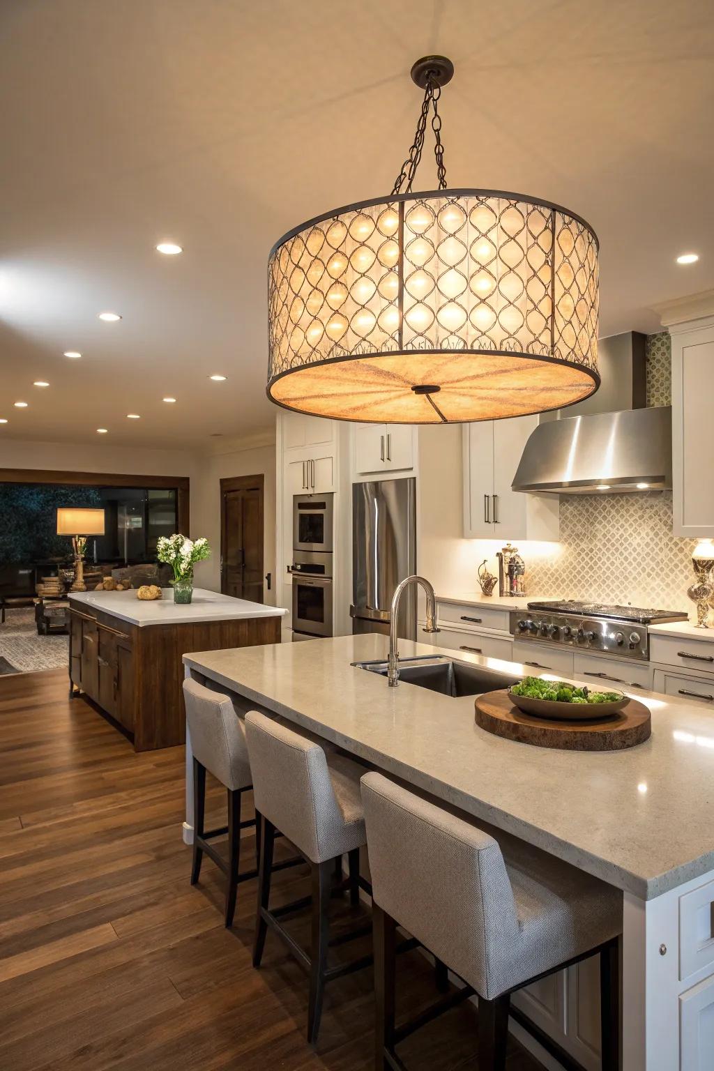 Statement lighting serves as the perfect accent in any modern kitchen.