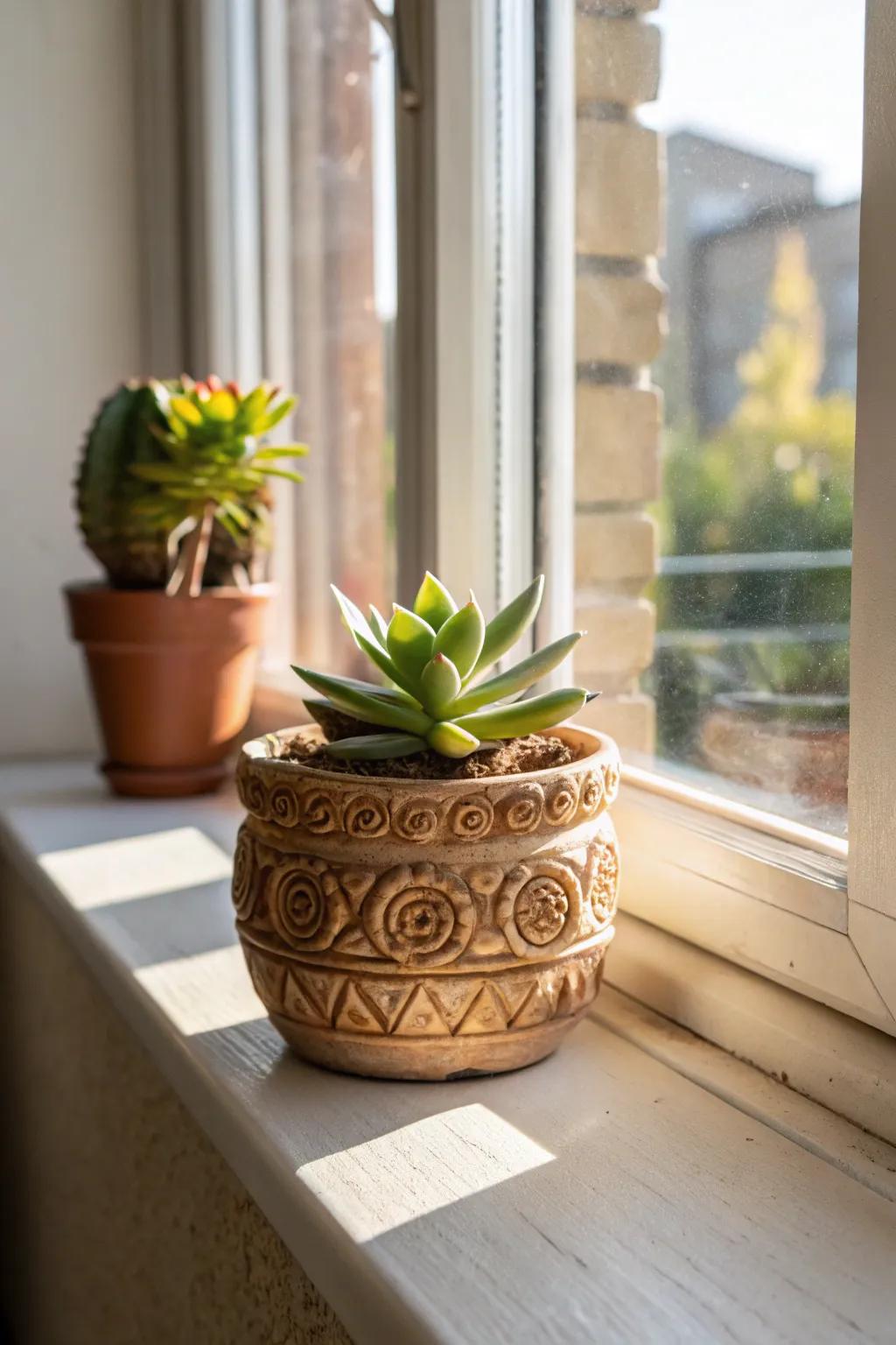 A handmade ceramic planter is both a functional and decorative gift for plant-loving moms.