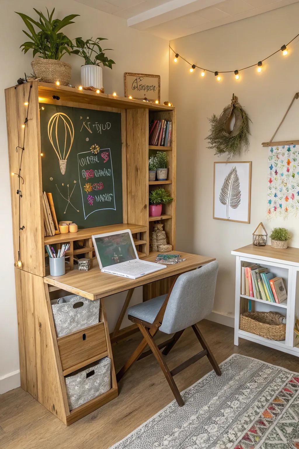 A Murphy desk with a chalkboard: perfect for creative minds.