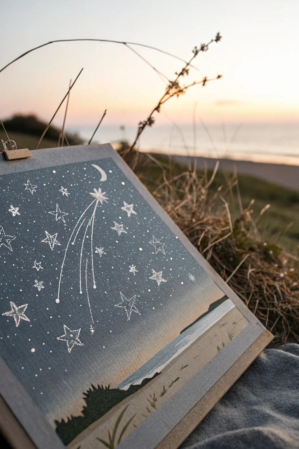 Capture the magic of a starry night with minimalist elegance and boho charm.
