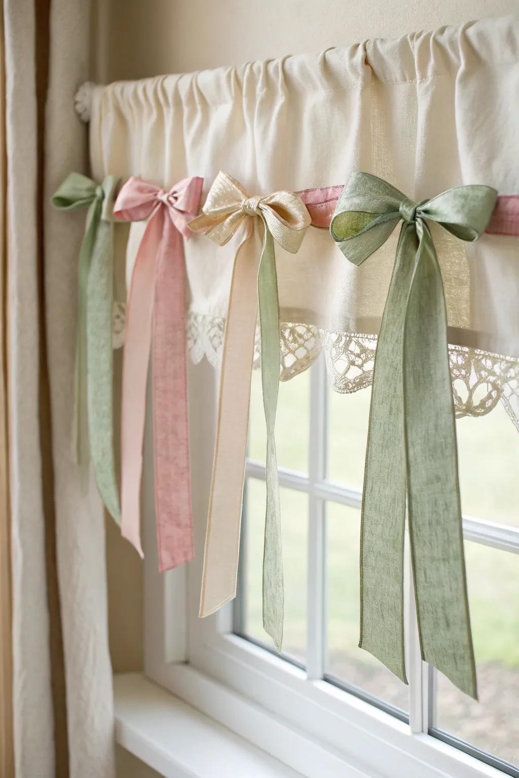 Elevate your space with charming ribbon accents for a no-sew valance transformation. Simple, elegant, and uniquely yours.