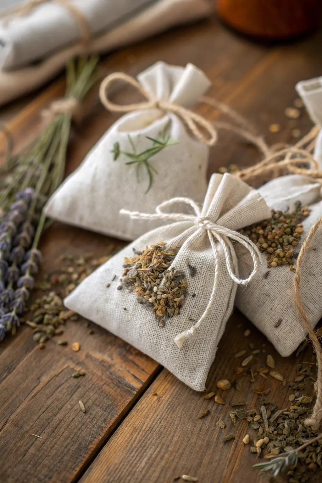 Aromatic herb sachets that refresh and delight.