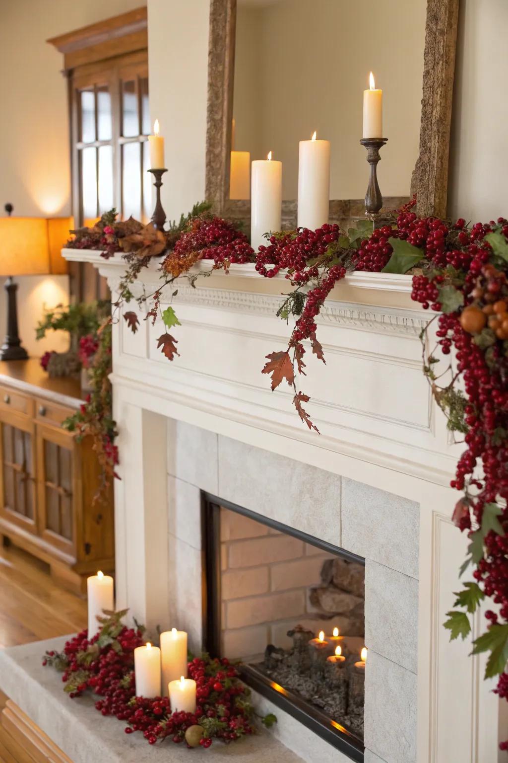 Add a pop of color with a cranberry garland that brings a festive flair to your home.