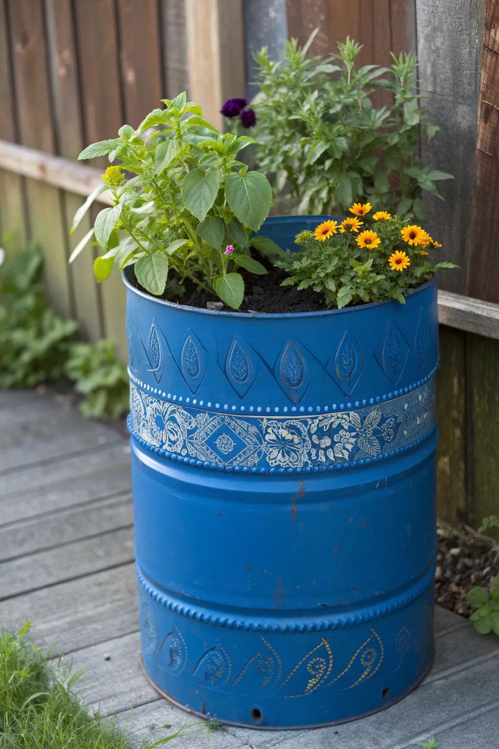 Transform your garden with handcrafted oil barrel planters.