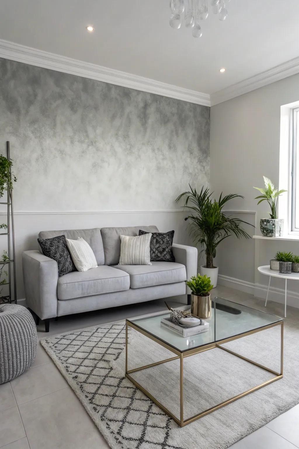 Achieve subtle sophistication with a grey ombre wall.