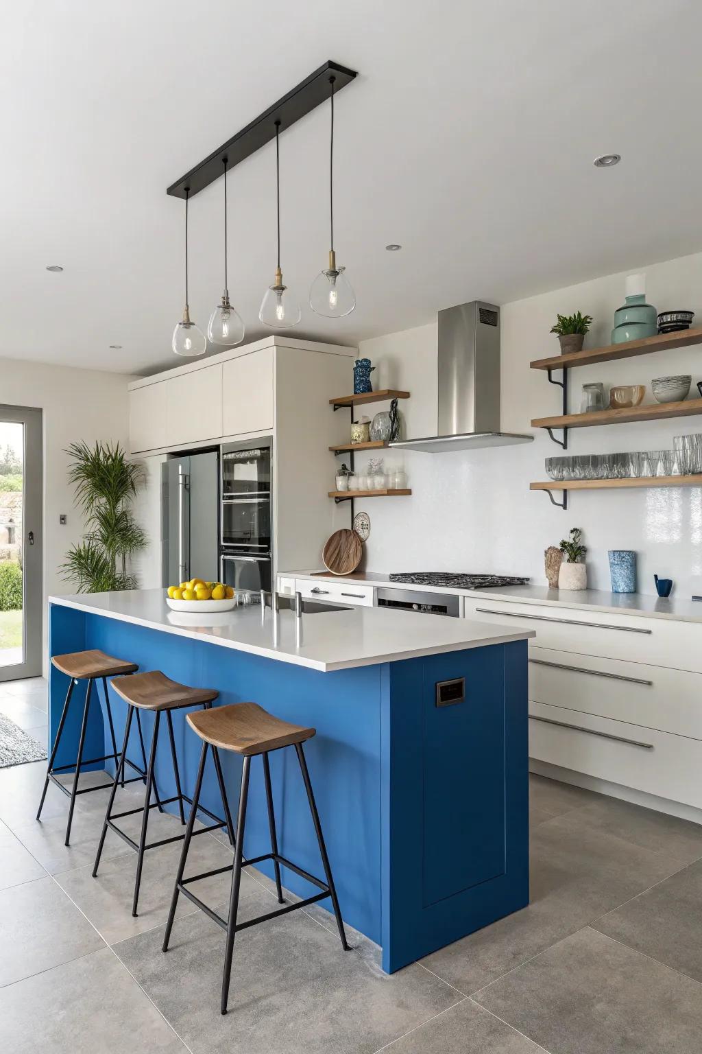 Bold kitchen island as the centerpiece.