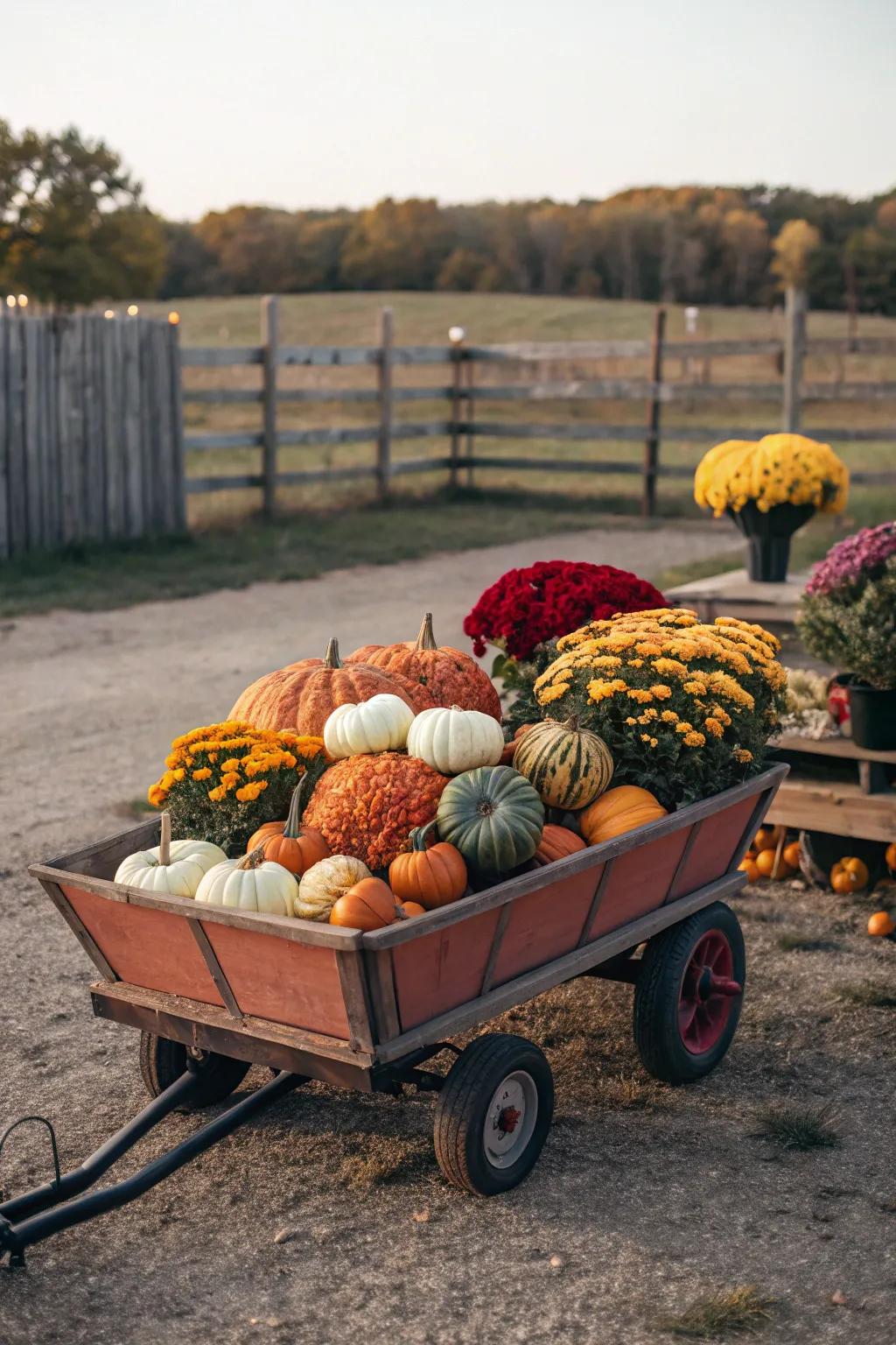 A vintage wagon brimming with fall's bounty.