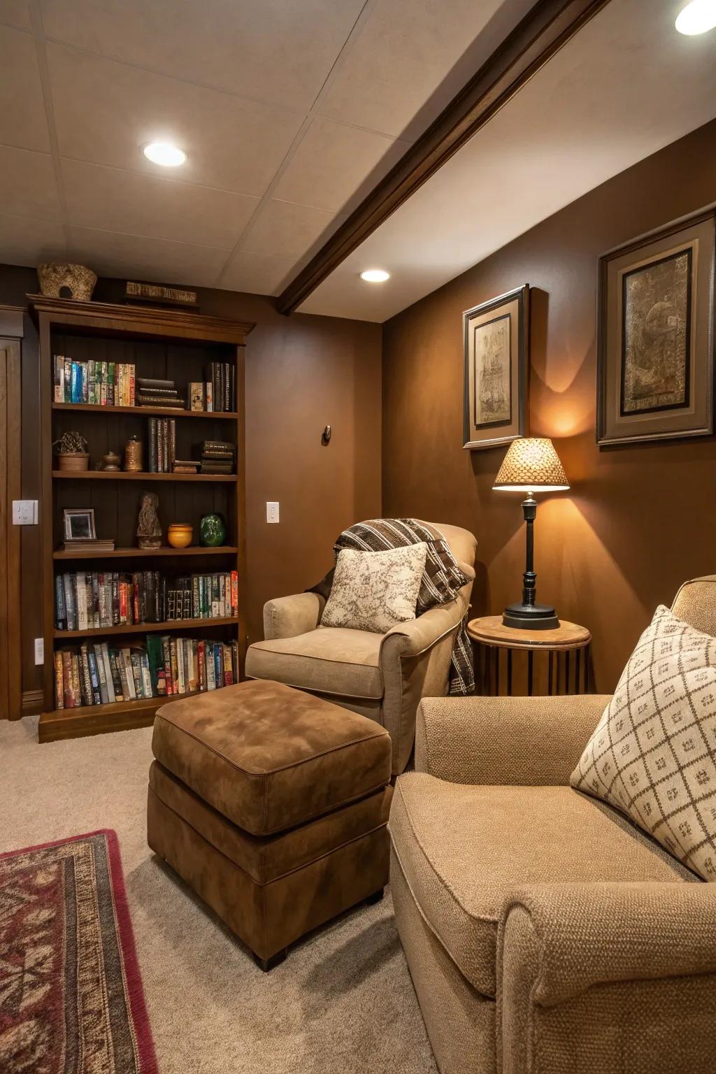 Earthy tones create a warm and inviting space perfect for relaxation.