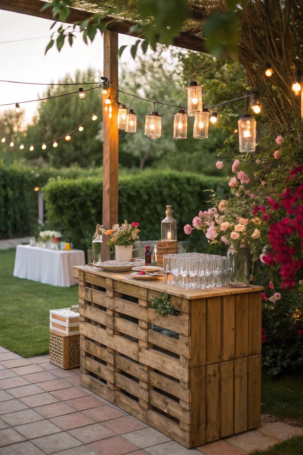 Bring the party outdoors with a pallet bar.