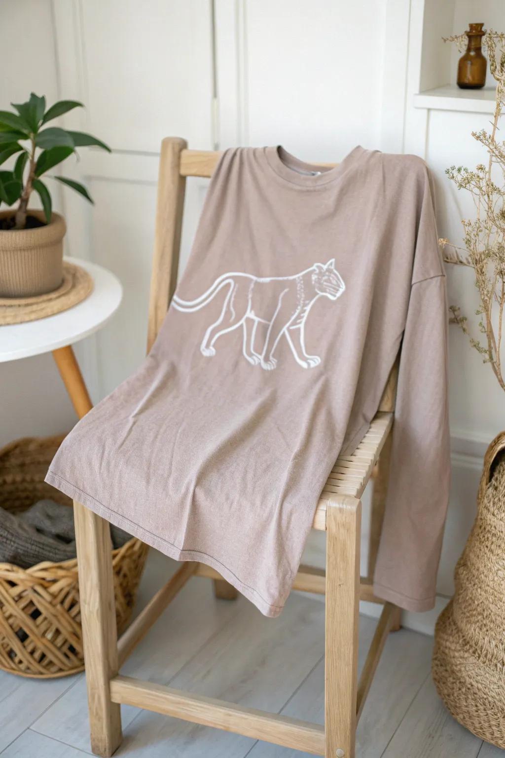 Embrace the allure of subtlety with this chic panther silhouette tee – perfect for a touch of mystery in your minimalist wardrobe.