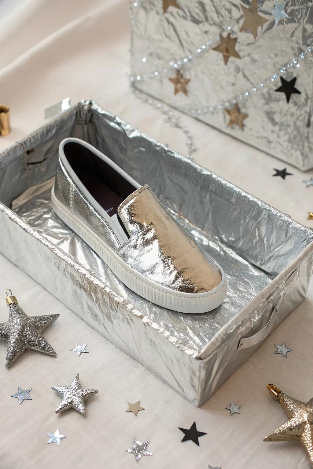 Launch into the cosmos with this sleek, minimalist shoebox float – a perfect blend of Scandinavian style and cosmic wonder!