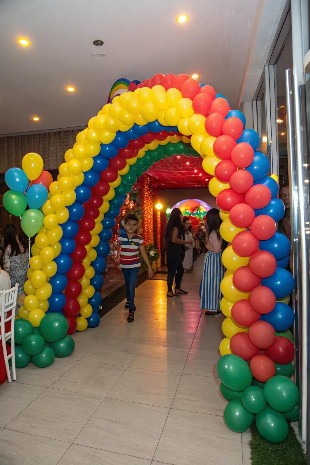 Enter through a playful balloon tunnel for a burst of fun.