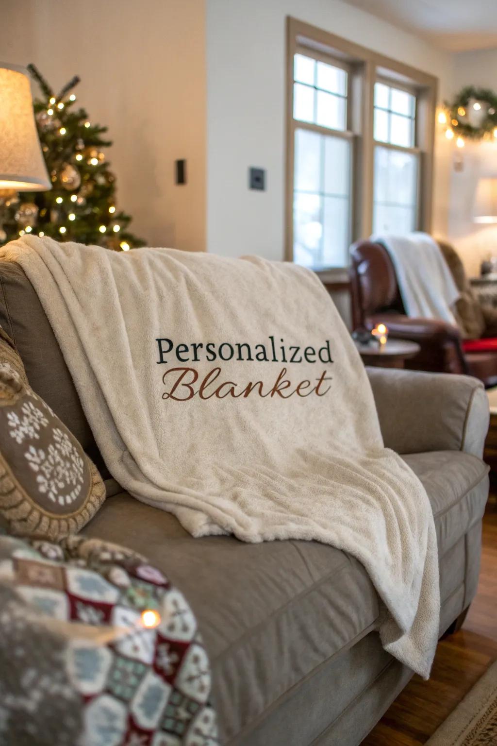 A personalized blanket offers warmth and a personal touch for cozy nights.