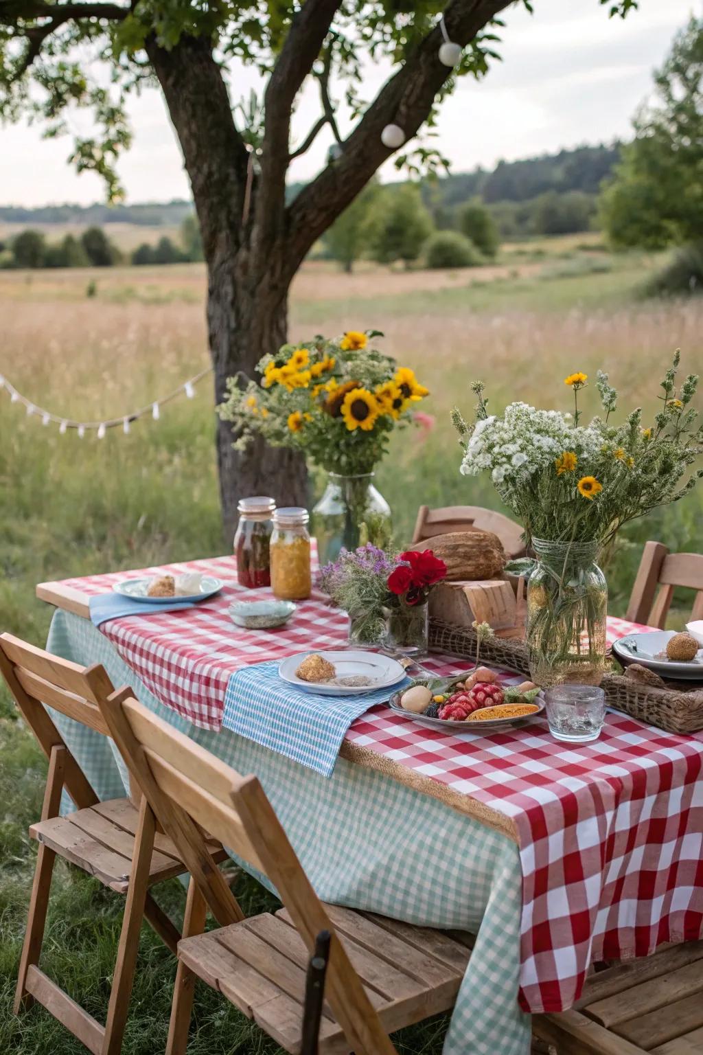 Experience the countryside charm with a rustic farmhouse picnic.