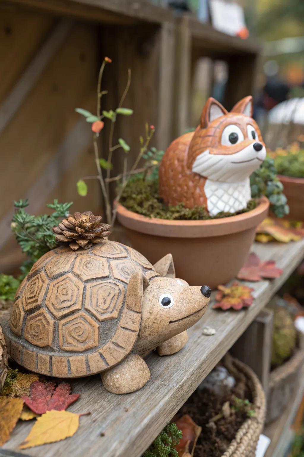 Charming animal-themed pinch pots for a playful touch.