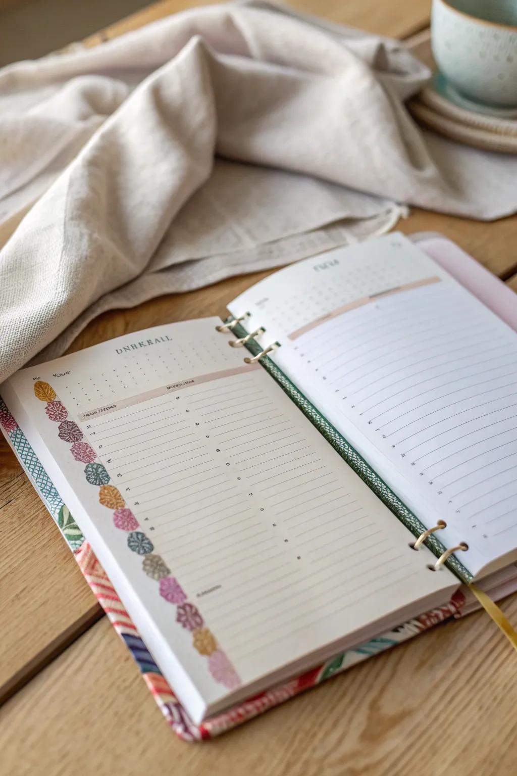 Elevate your planning game with colorful page markers that add a touch of personality and seasonality to your minimalist planner.