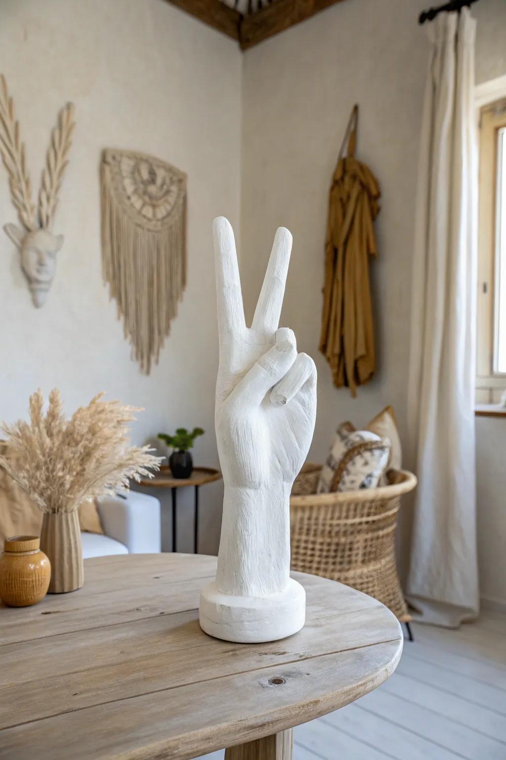 Express yourself with the timeless beauty of a plaster peace sign—where simplicity meets artistry.