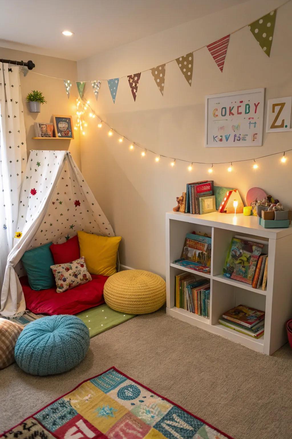 A tranquil reading nook perfect for young book lovers.