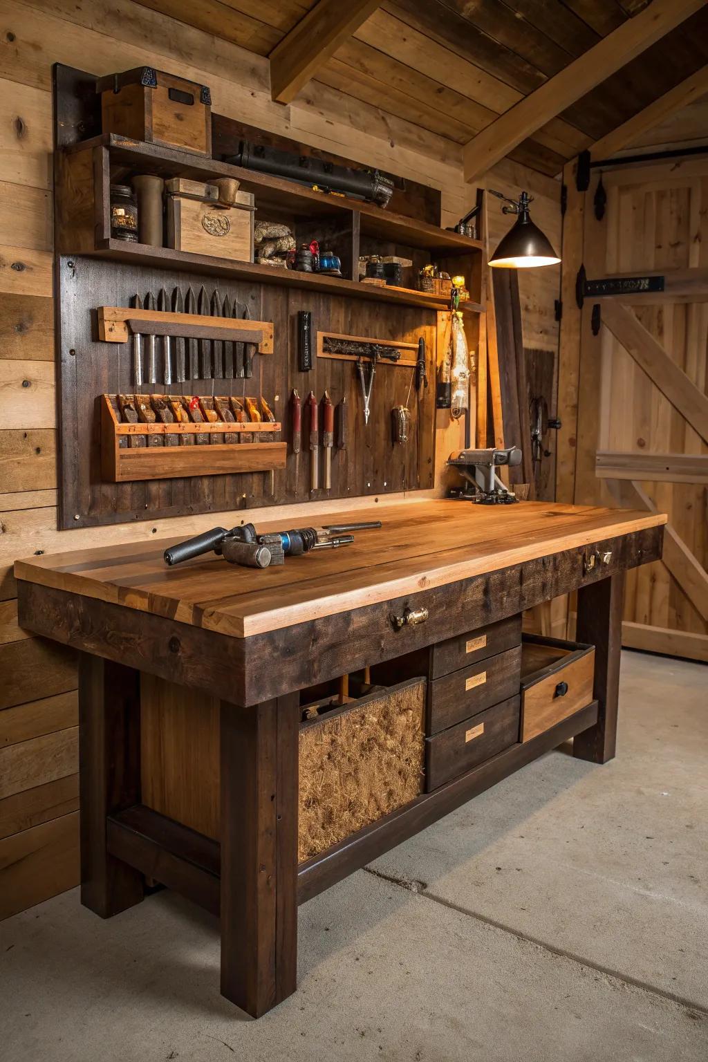 Transform your workspace with a U-shaped butcher block workbench—where craftsmanship meets functionality.