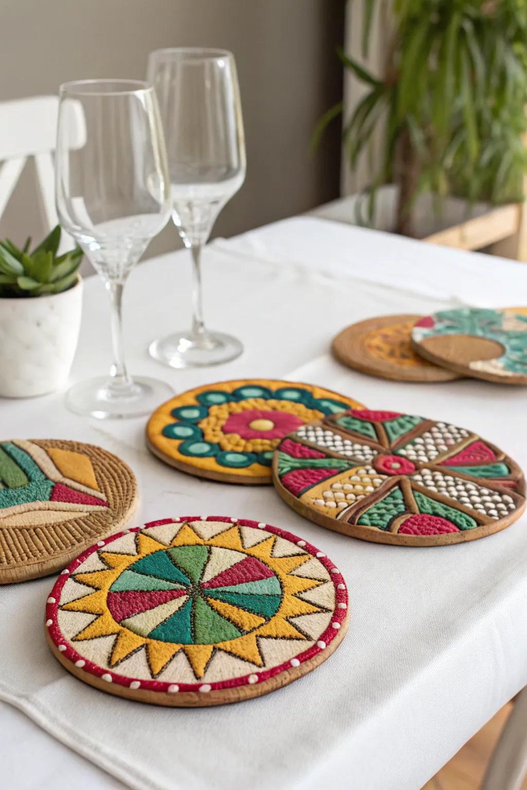 Protect your surfaces with stylish polymer clay coasters.