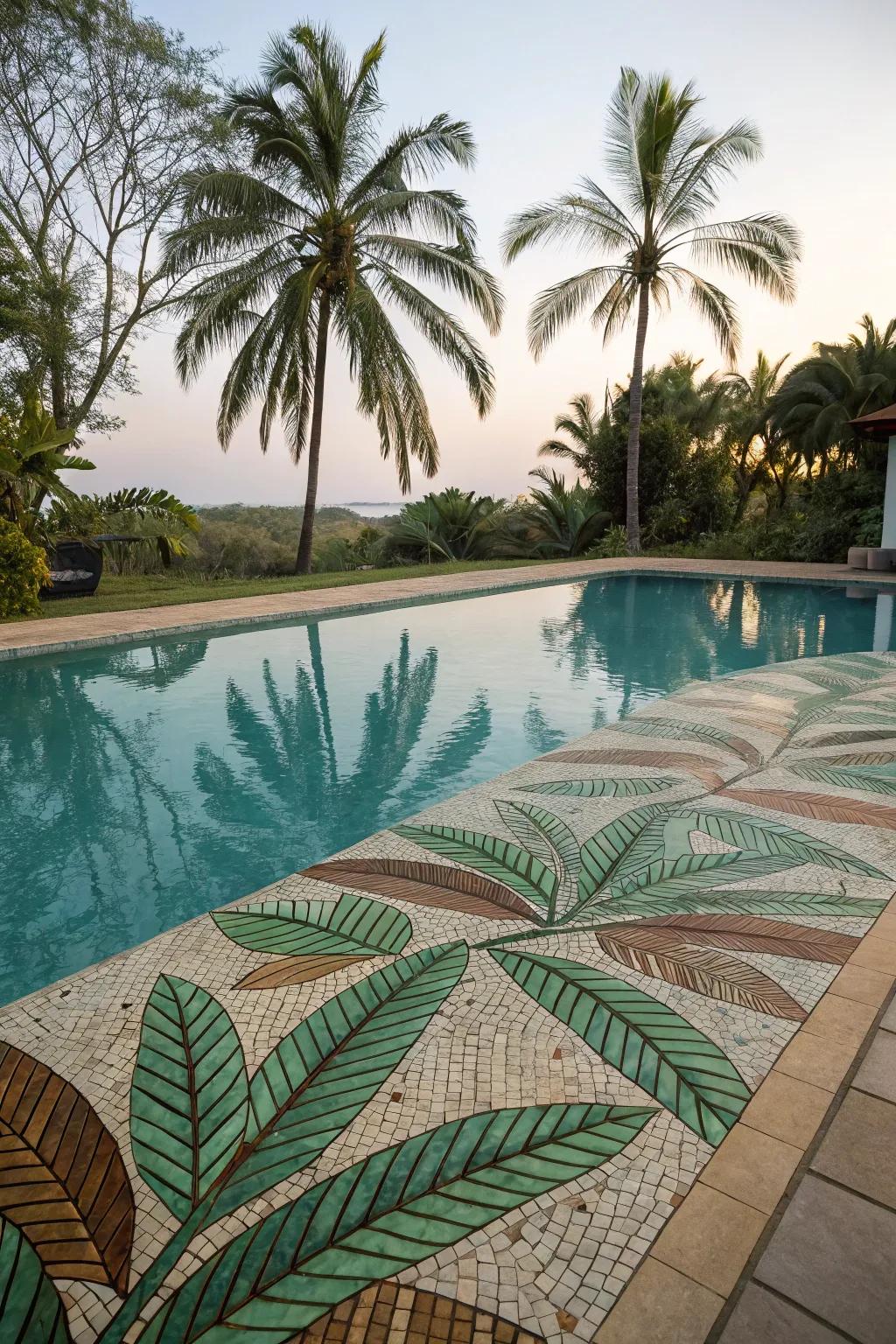 Create your own tropical retreat with palm leaf mosaics.