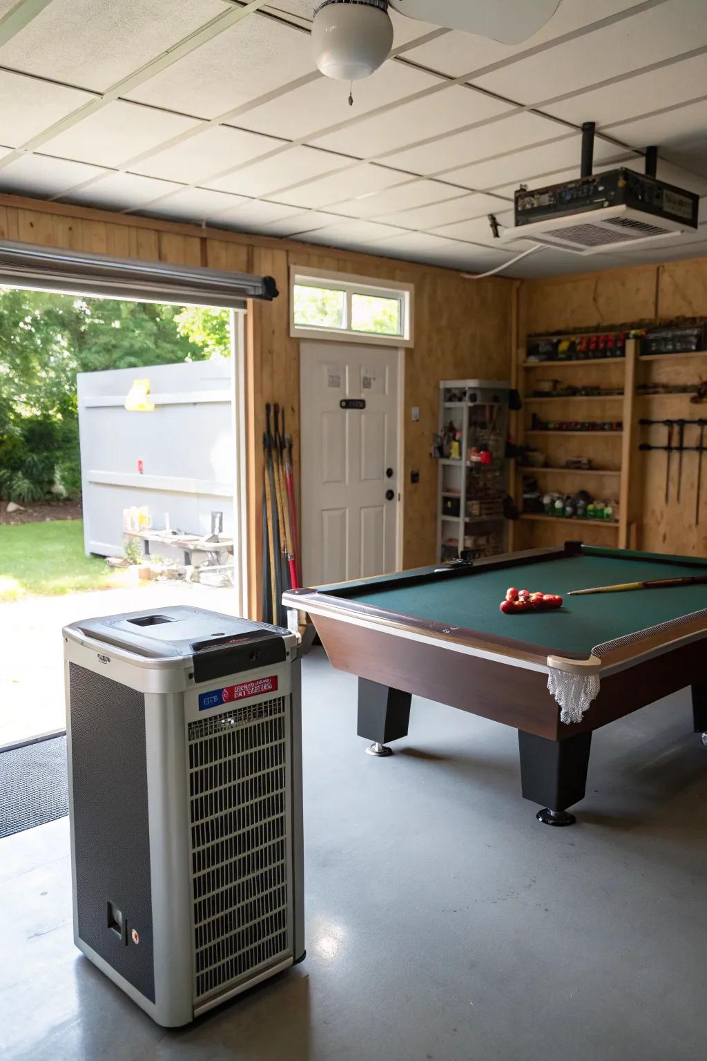 Heating or cooling systems are key to keeping your garage pool room comfortable year-round.