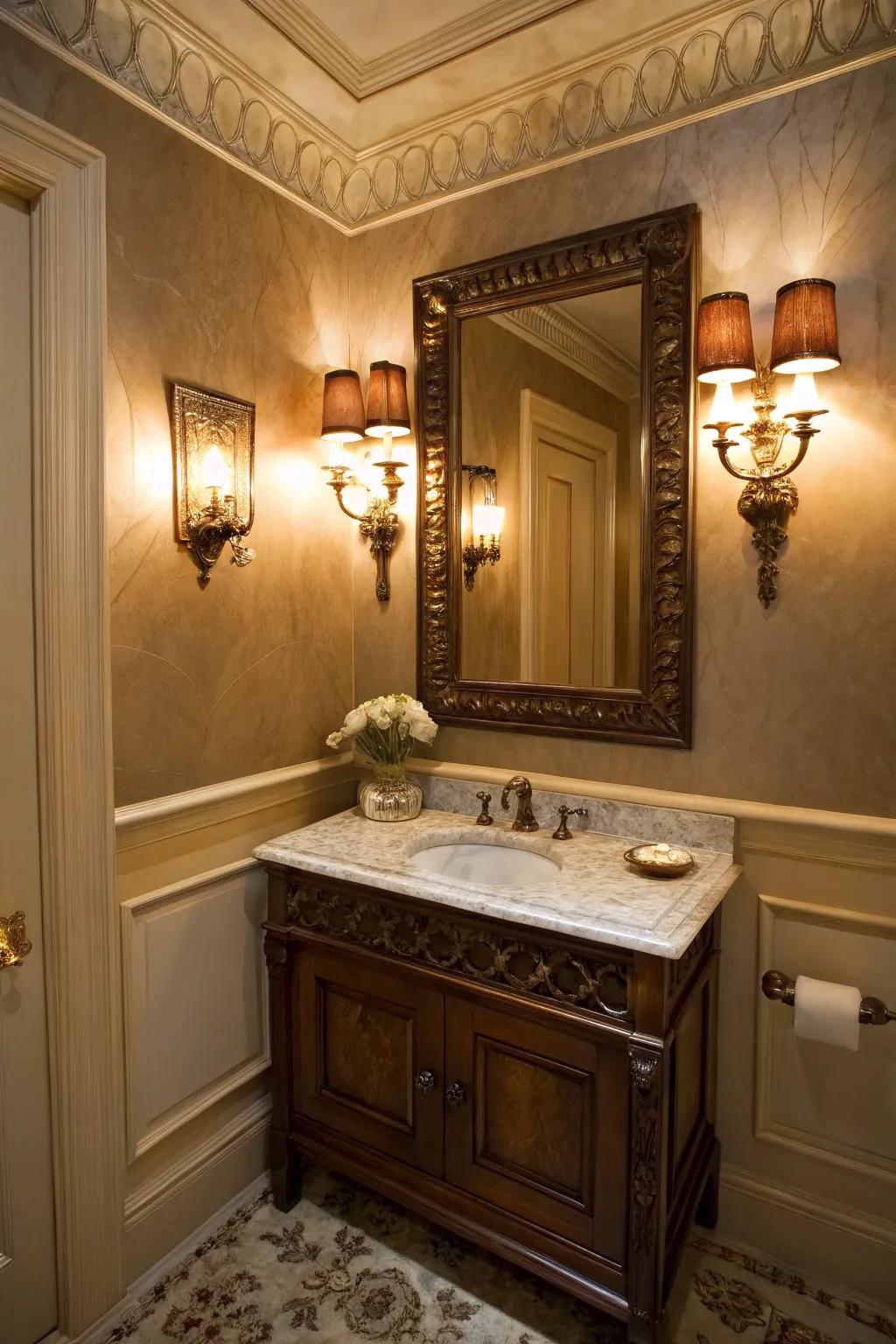 The right lighting can enhance the atmosphere of your powder room.