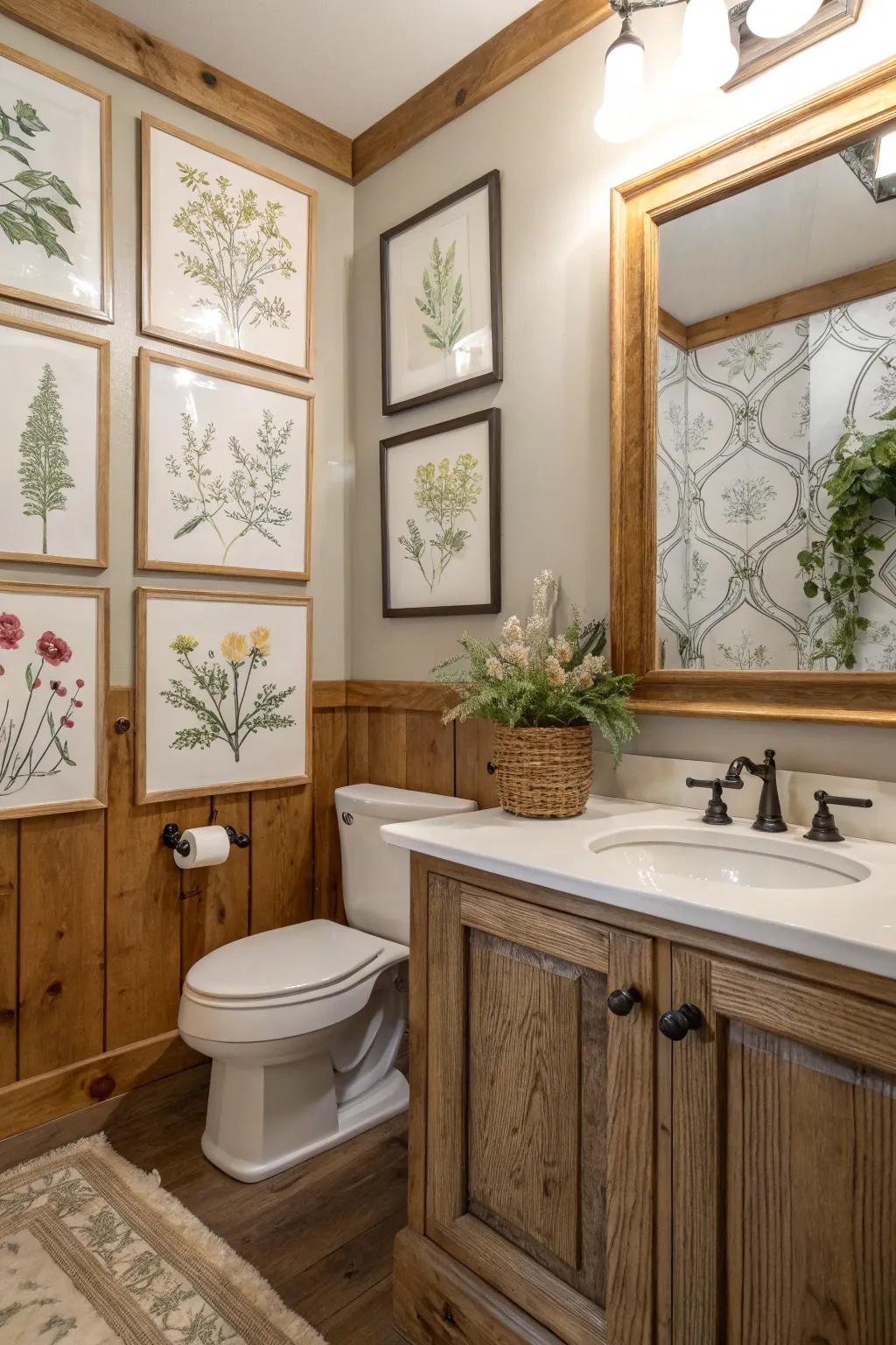 DIY wood trim adds personalized character to your powder room.