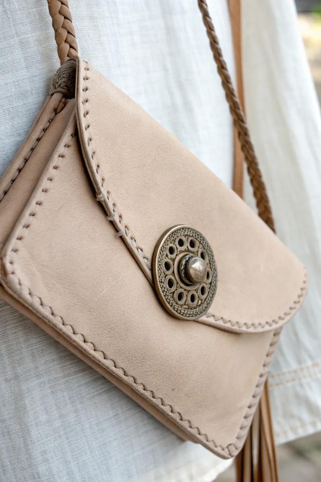 Transform your purse into a statement piece with a vintage button closure, blending Scandinavian minimalism with boho charm.