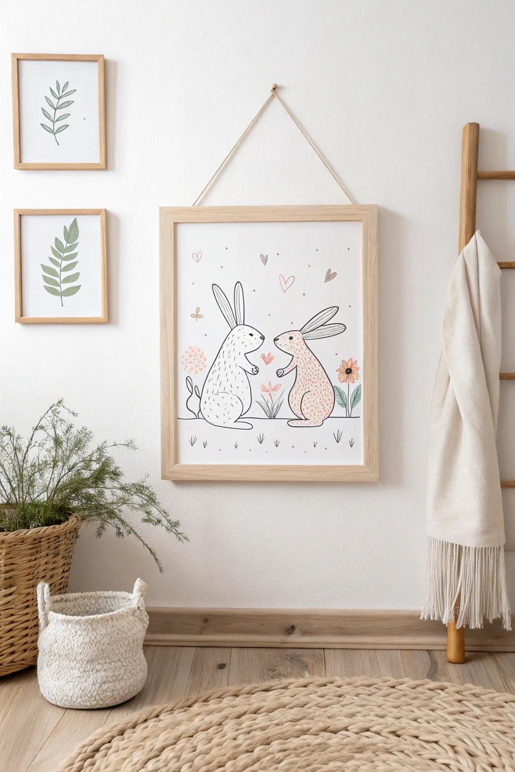 Delight in the dance of playful rabbit duos, where simplicity meets storytelling.
