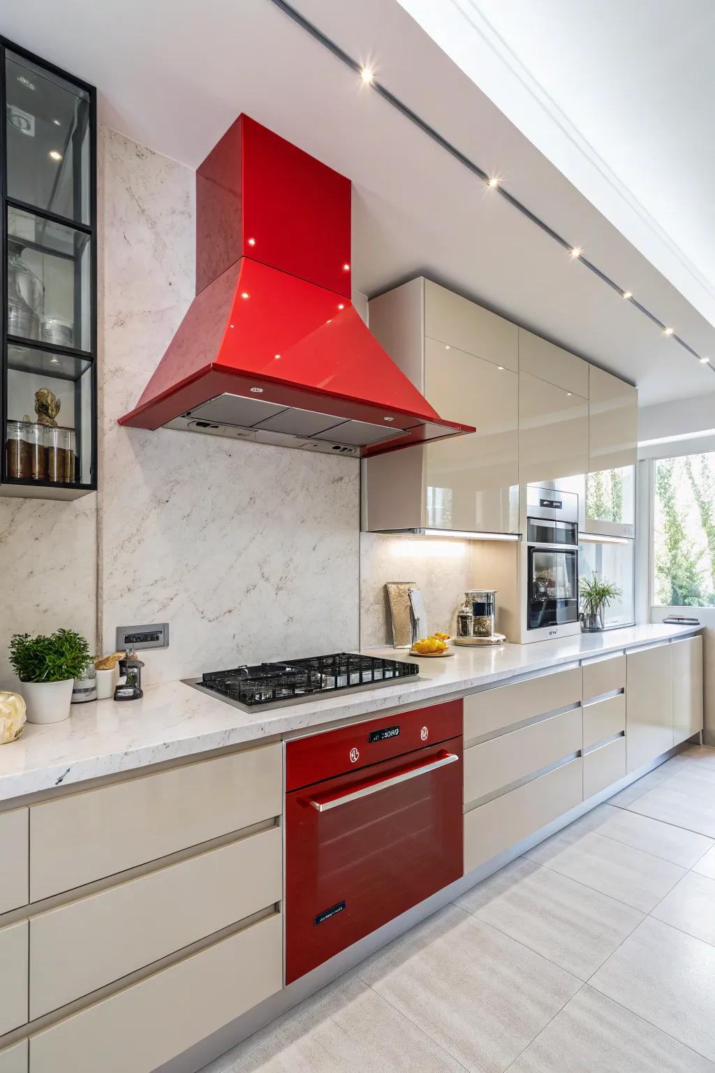 A colorful range hood can become the star of your kitchen.