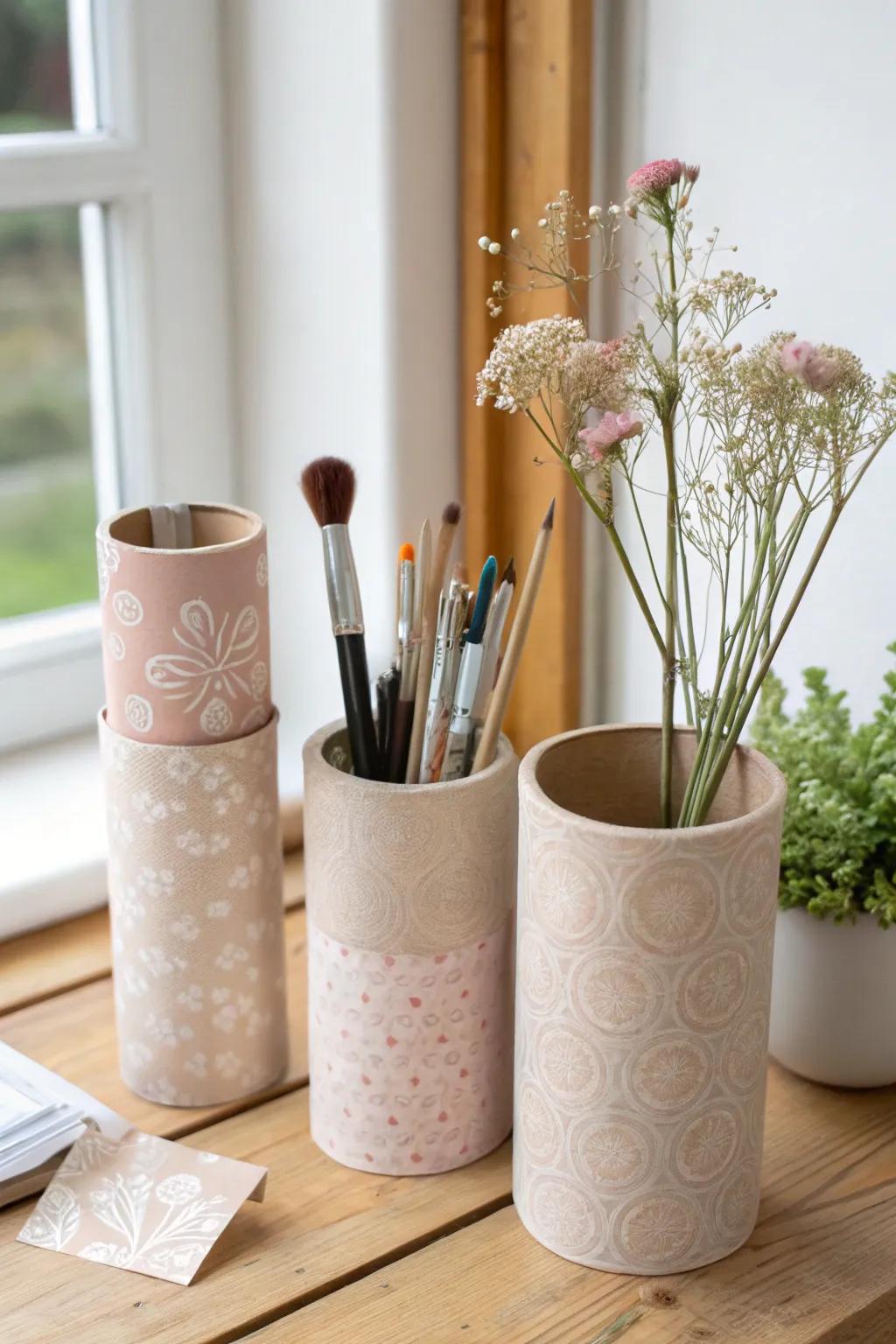 Transform everyday cardboard tubes into chic desk organizers with a Scandinavian flair.